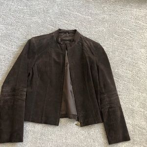 Ladies Brown Suede Moto Jacket